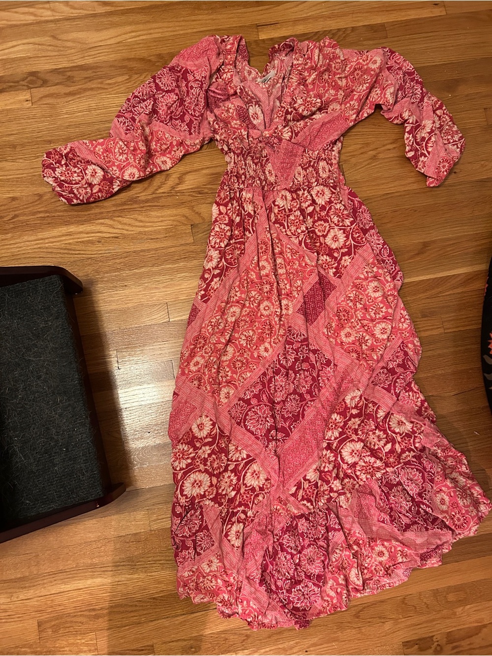 Japna Pink Patchwork Floral Maxi Dress